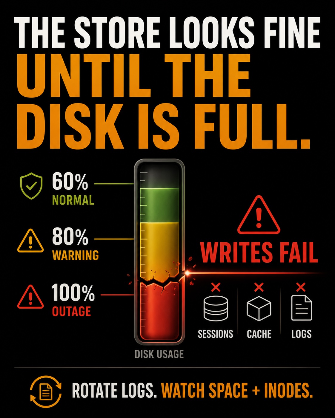The store looks fine until the disk is full